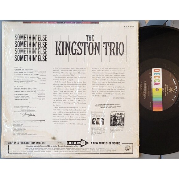 The Kingston Trio LP - Somethin' Else - Decca VG/VG Folk - Picture 2 of 2